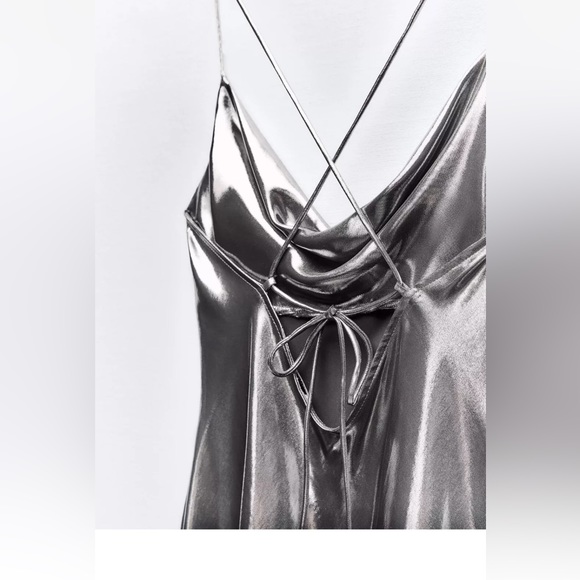 Zara Foil Slip dress Sz Large - Picture 2 of 3